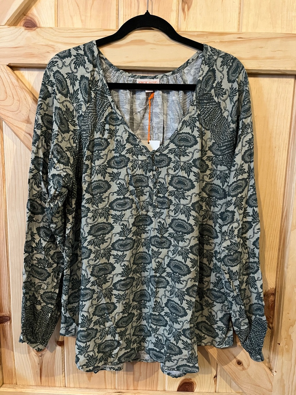 Knox Rose Blue Green Patterned Blouse NWT